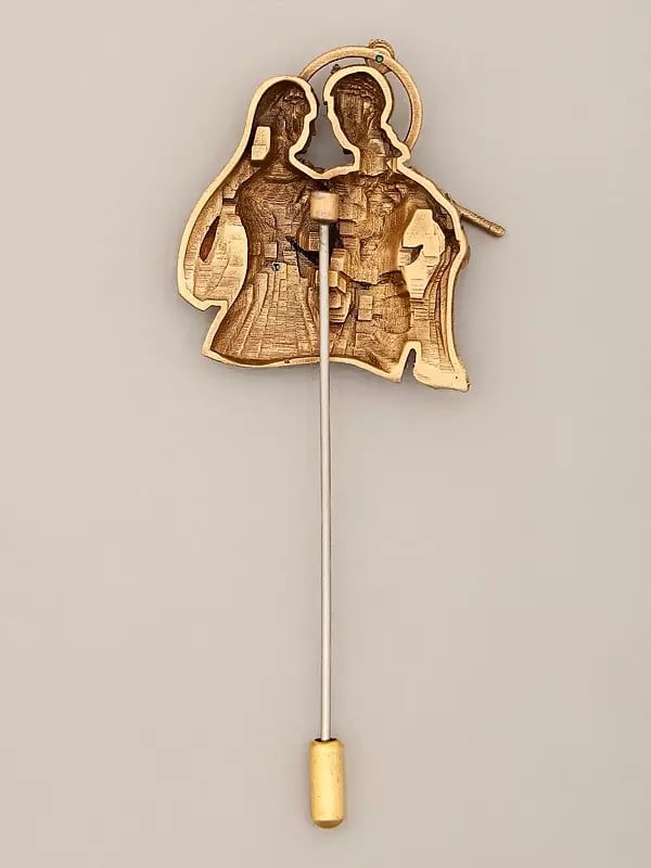 Exotic India Fluting Radha Krishna Lapel Pin 