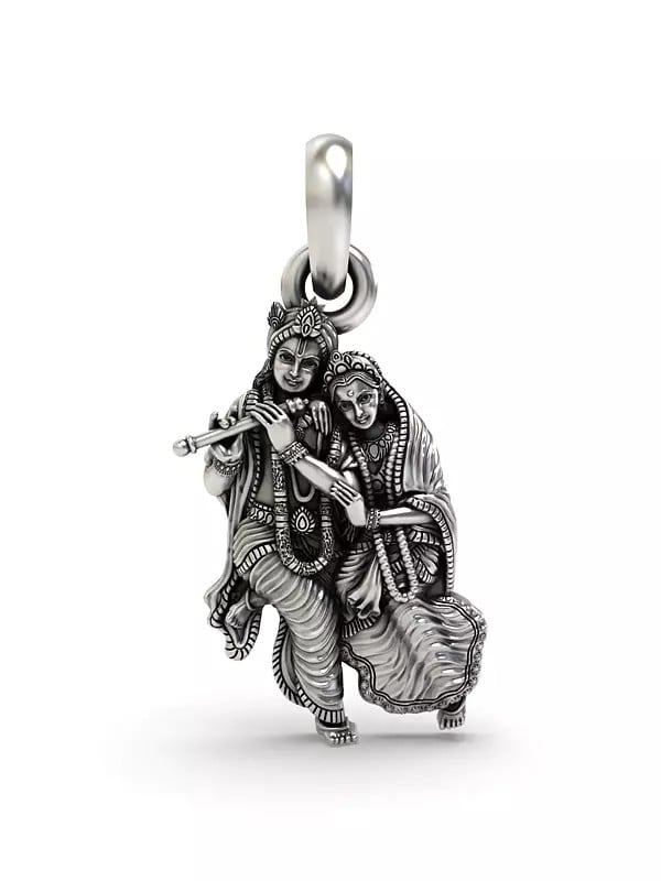 exotic india Fluting Radha Krishna Pendant 
