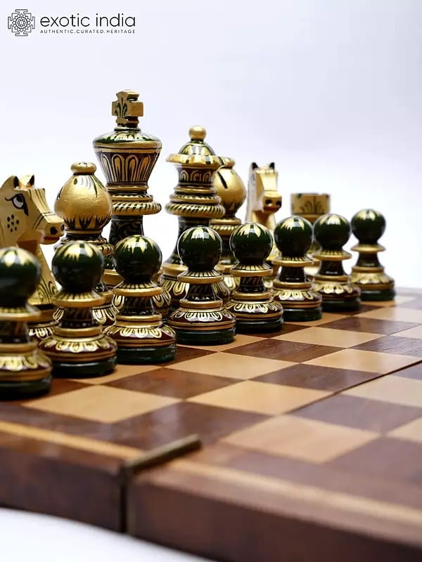 Exotic India Folding Wooden Chess Board Set 