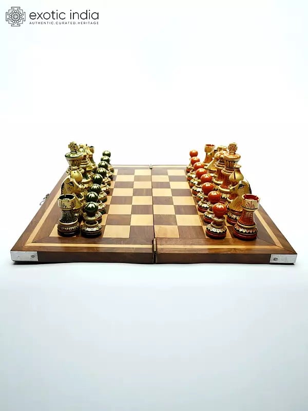 exotic india Folding Wooden Chess Board Set 
