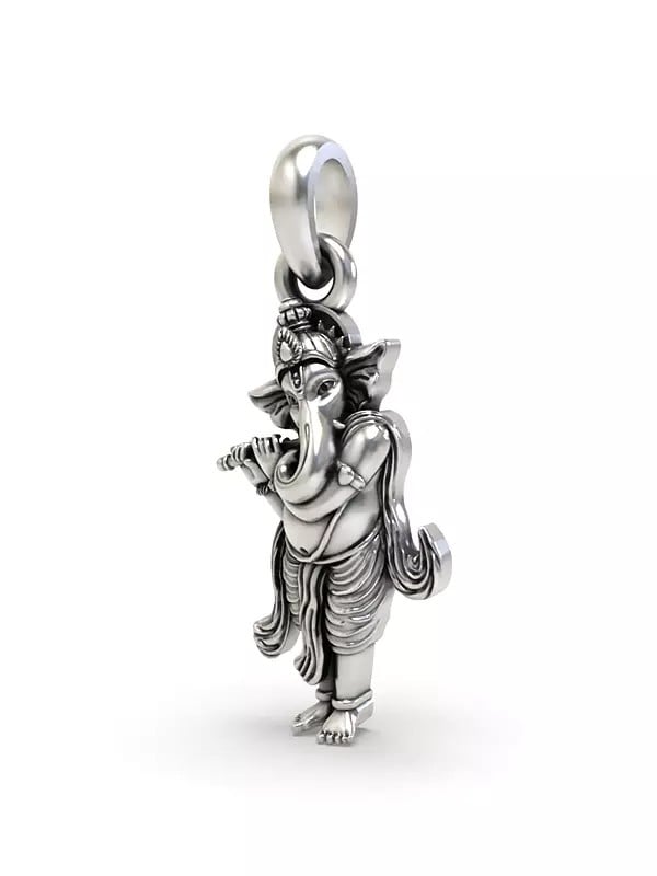 Exotic India Ganesha Playing Flute Pendant