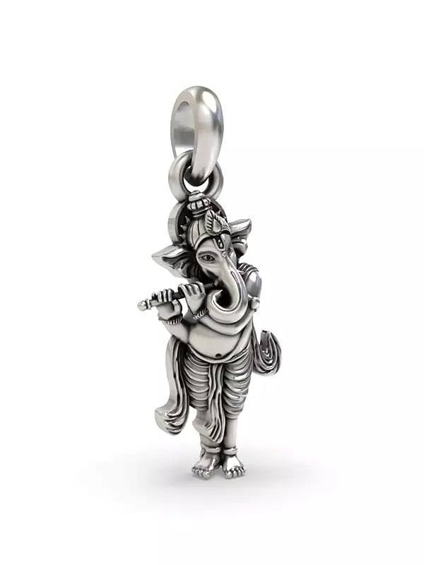 Exotic India Ganesha Playing Flute Pendant
