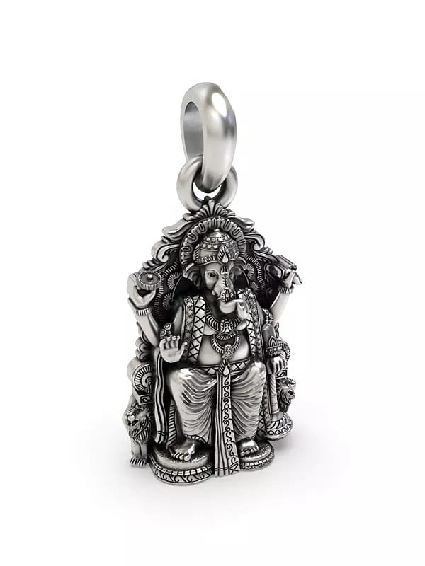 Exotic India Ganesha Seated On Throne Pendant 