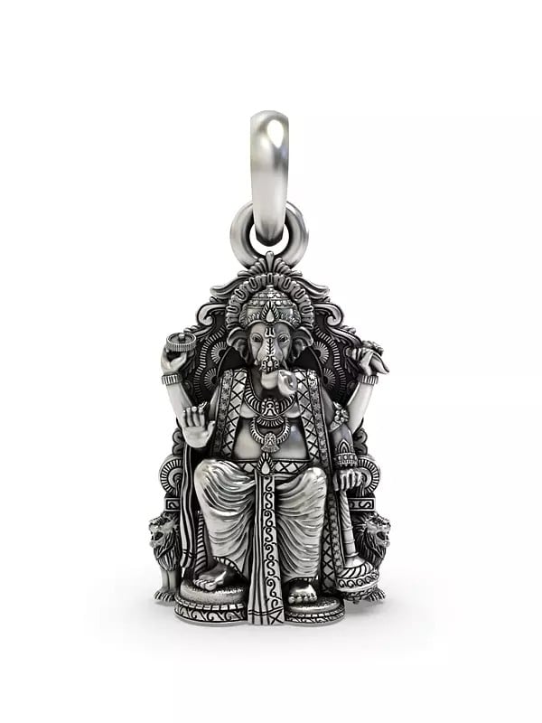 exotic india Ganesha Seated on Throne Pendant