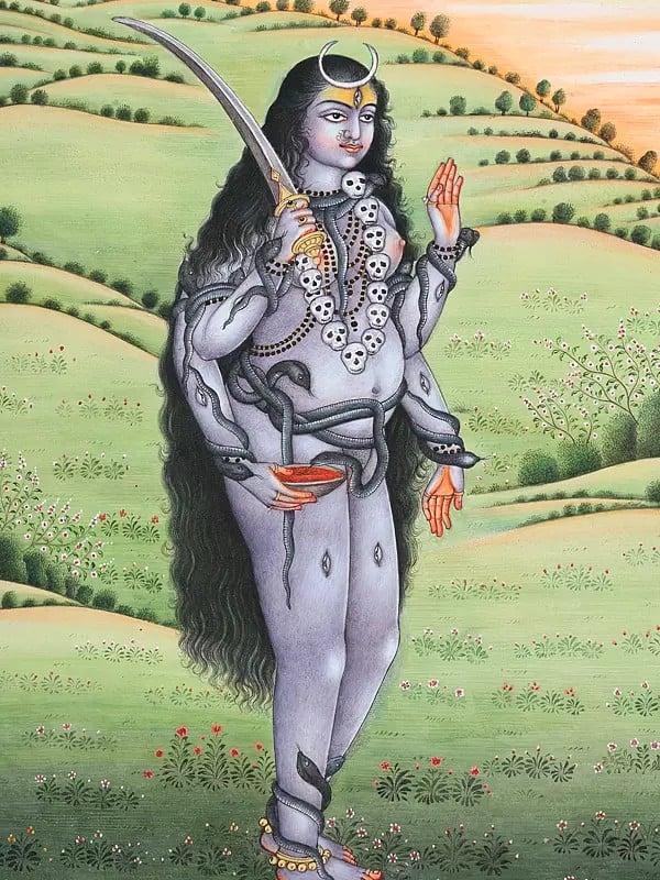 Exotic India Goddess Bhairavi | Watercolor Painting 