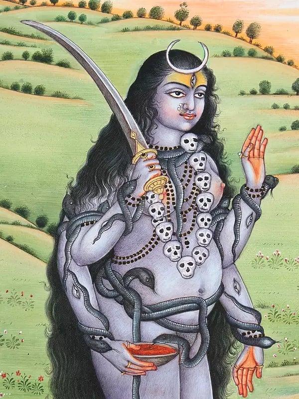 Exotic India Goddess Bhairavi | Watercolor Painting 