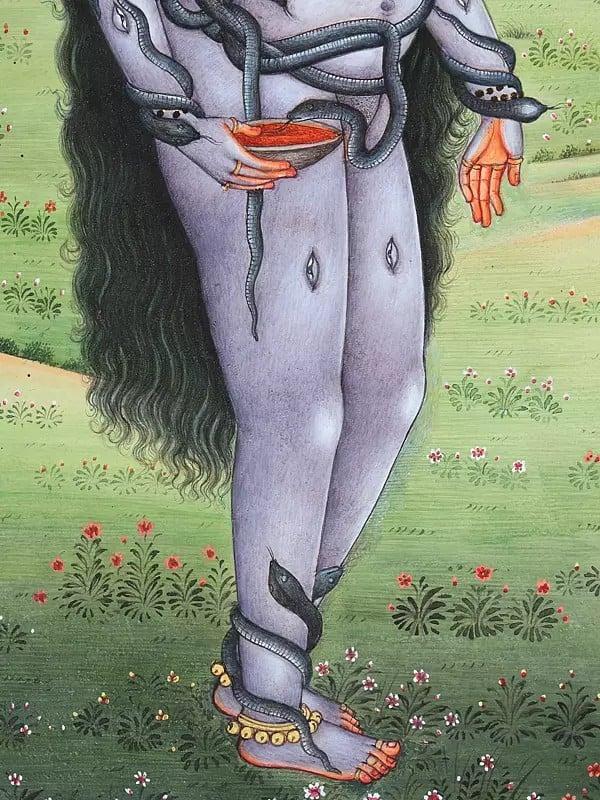 Exotic India Goddess Bhairavi | Watercolor Painting 