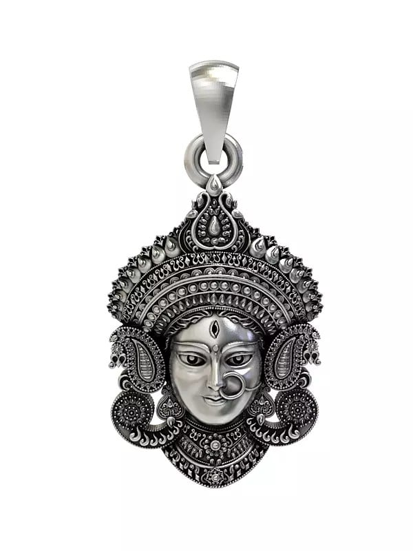 exotic india Goddess Durga Face Pendant 