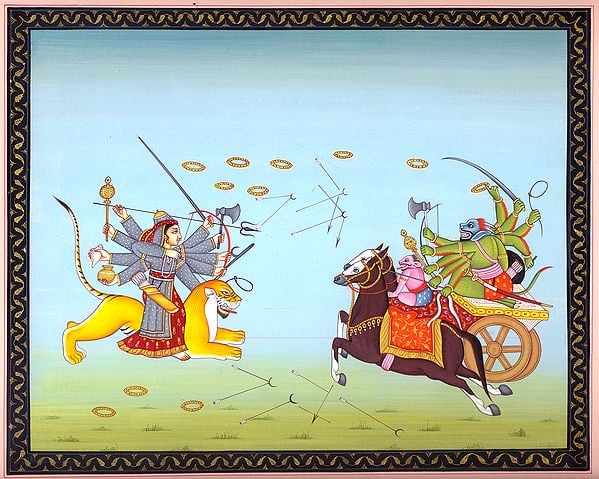 exotic india Goddess Durga Slaying the Demon