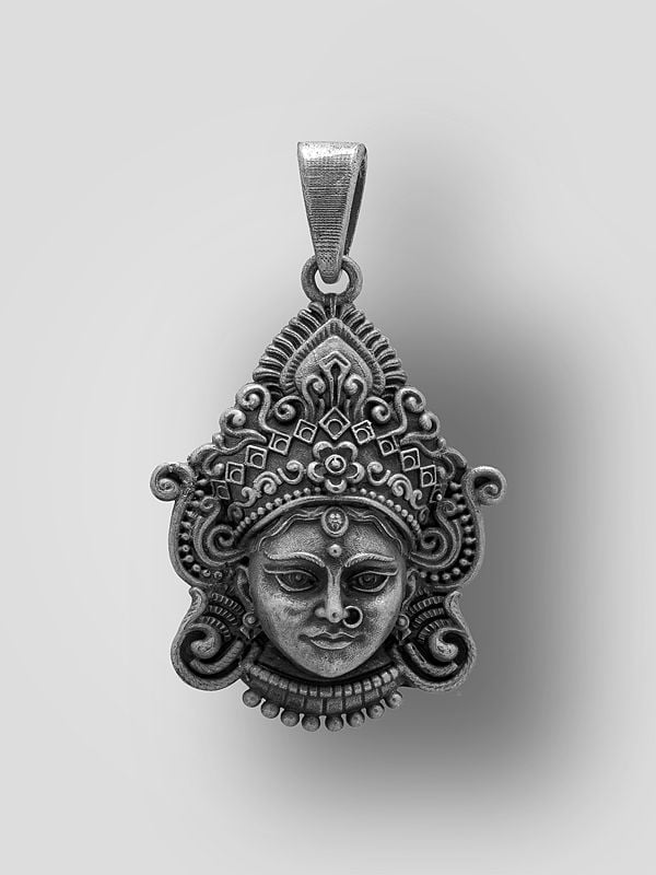 exotic india Goddess Durga Sterling Silver Pendant 