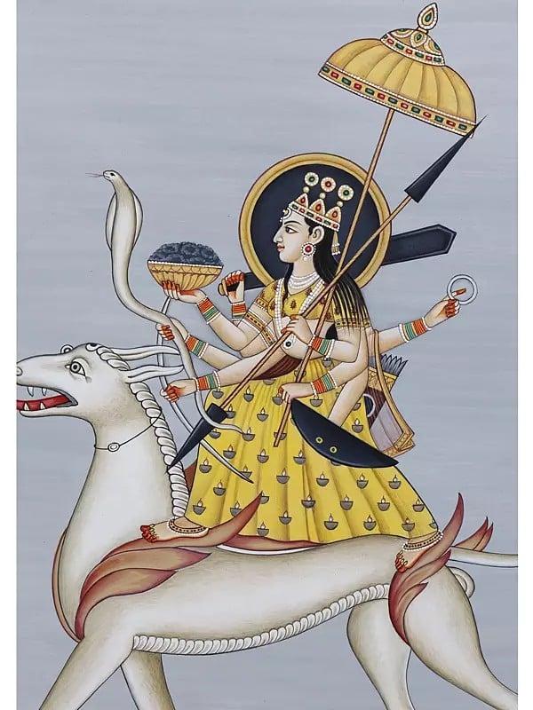 Exotic India Goddess Durga | Watercolor On Paper 