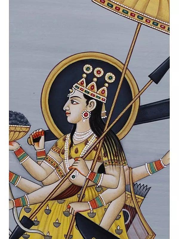 Exotic India Goddess Durga | Watercolor On Paper 