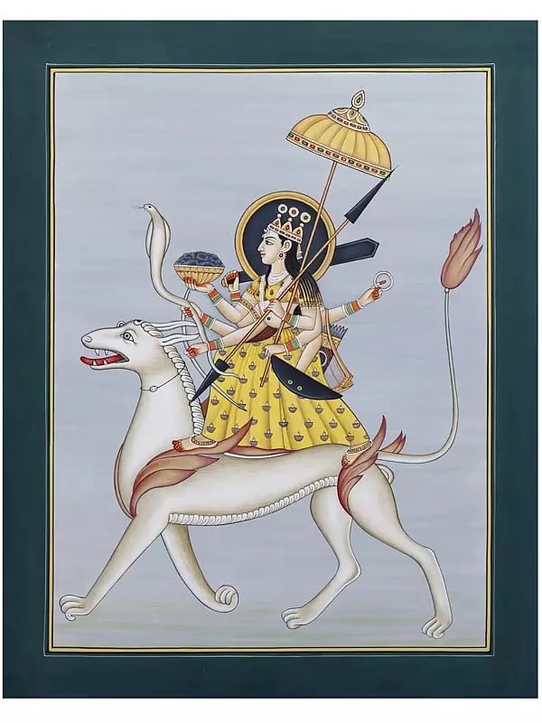exotic india Goddess Durga | Watercolor on Paper 