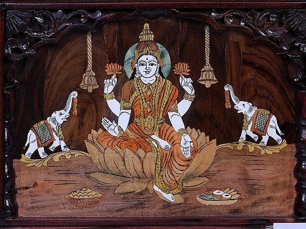 Exotic India Goddess Gajalakshmi | Mysore Painting 