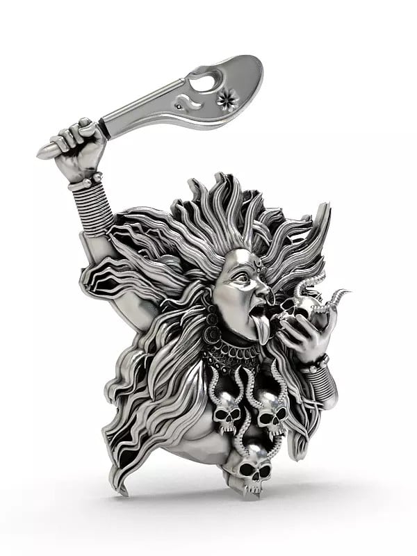 Exotic India Goddess Kali Sterling Silver Pendant 