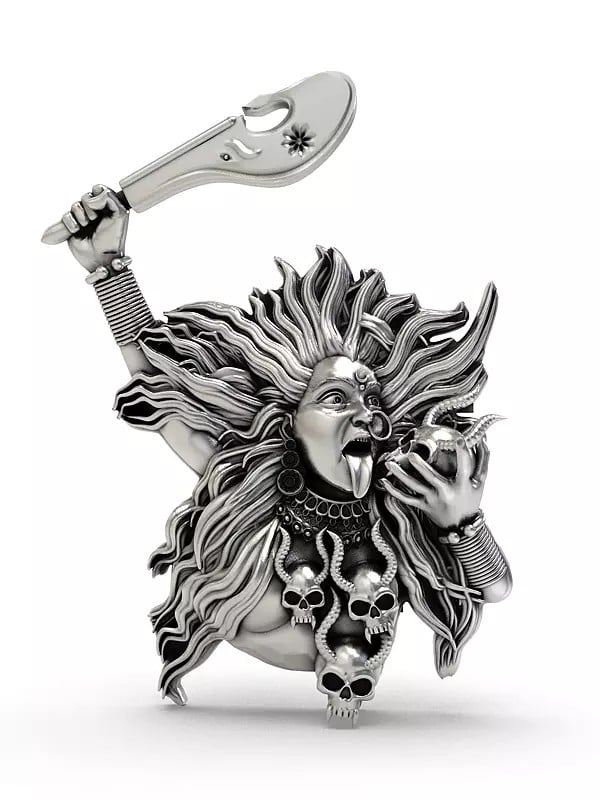 exotic india Goddess Kali Sterling Silver Pendant 