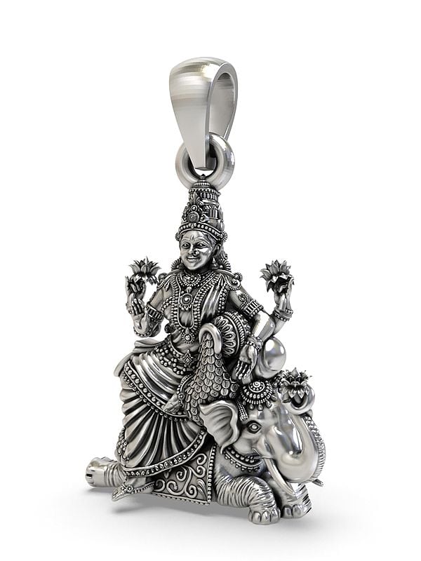 Exotic India Goddess Lakshmi On Elephant Pendant 