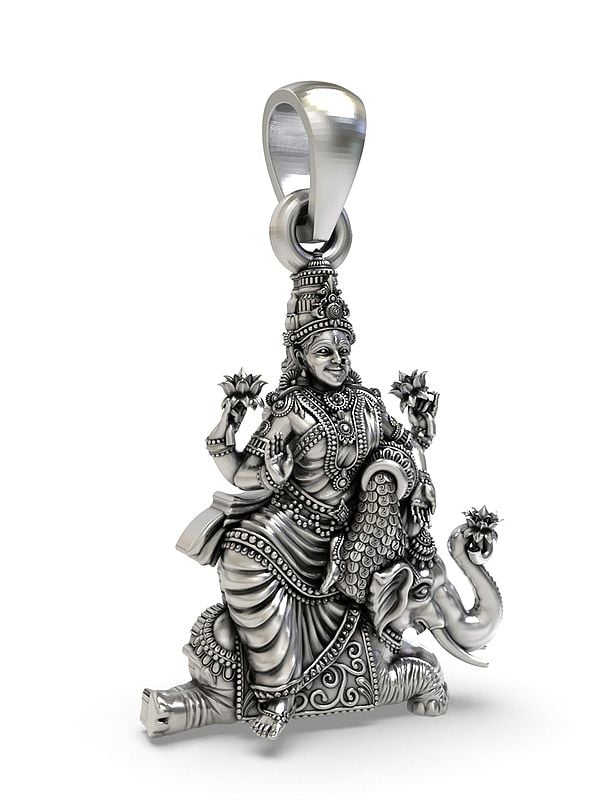 Exotic India Goddess Lakshmi On Elephant Pendant 