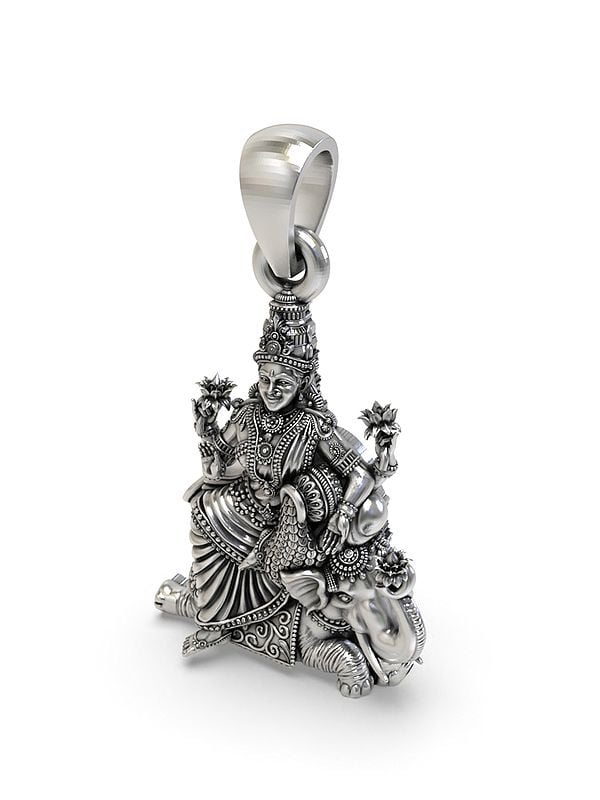 Exotic India Goddess Lakshmi On Elephant Pendant 