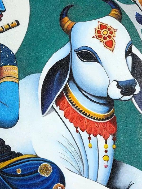 Exotic India Goddess Radha With Cow | Oil Painting 