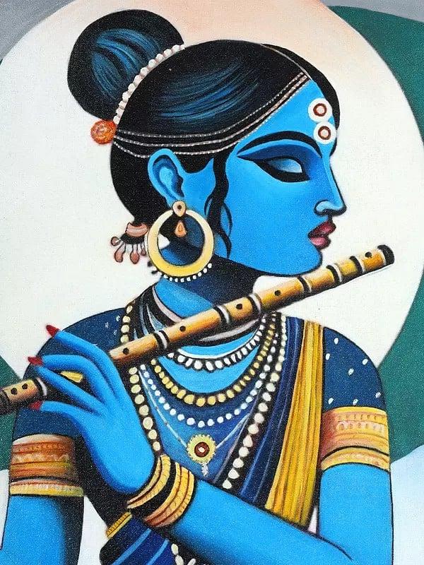 Exotic India Goddess Radha With Cow | Oil Painting 