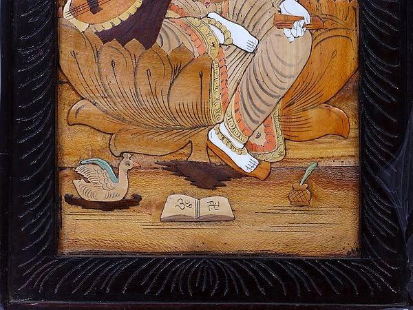 Exotic India Goddess Saraswati | Mysore Painting 