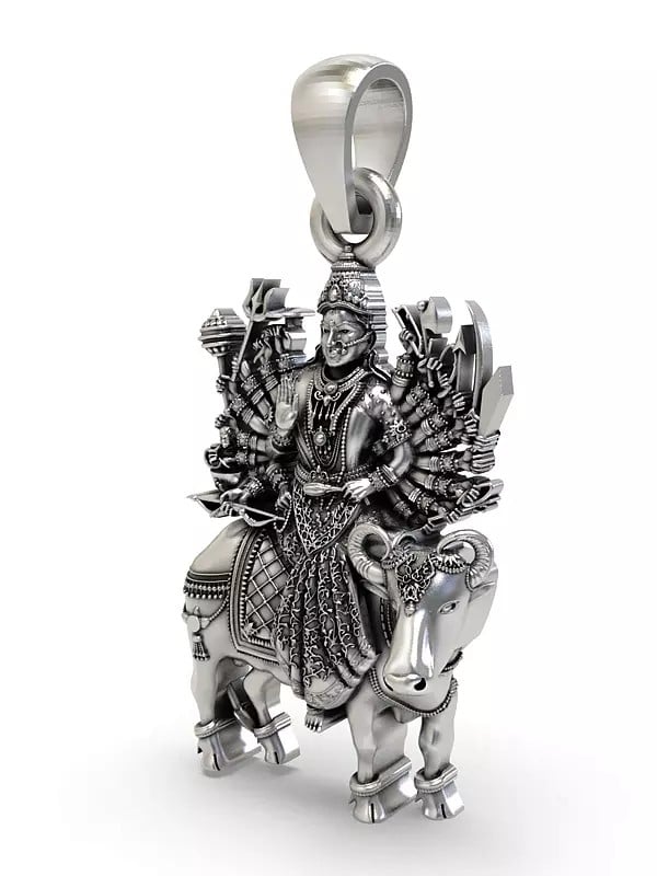 Exotic India Goddess Vihat Sterling Silver Pendant 