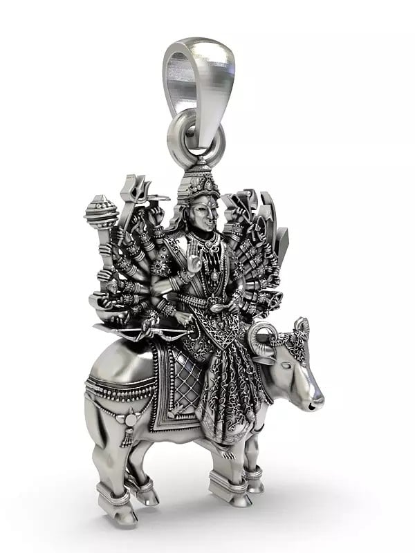 Exotic India Goddess Vihat Sterling Silver Pendant 
