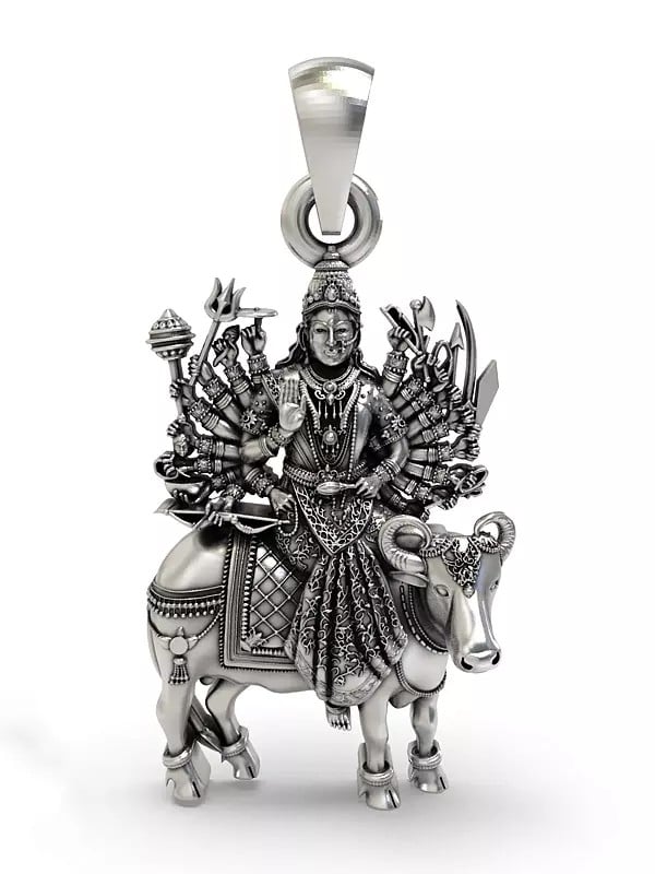 exotic india Goddess Vihat Sterling Silver Pendant 