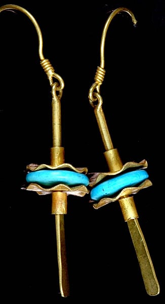 exotic india Gold Earrings with Turquoise 