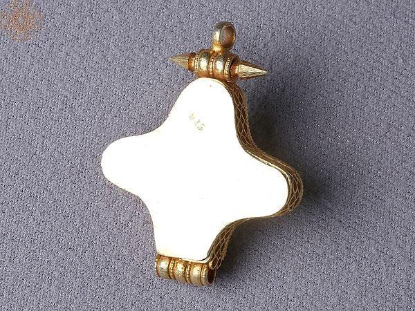 Exotic India Gold Plated Silver Ghau Pendant 