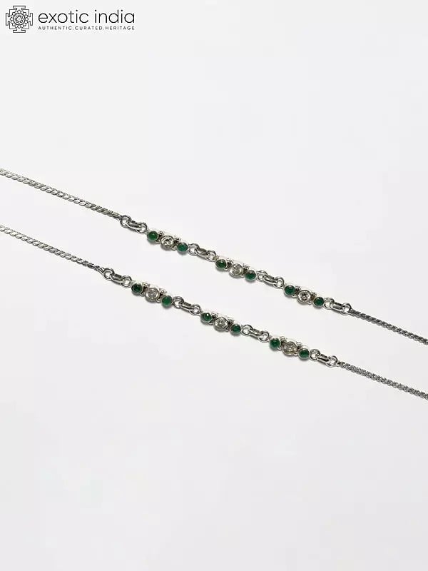 Exotic India Green Onyx Anklet 
