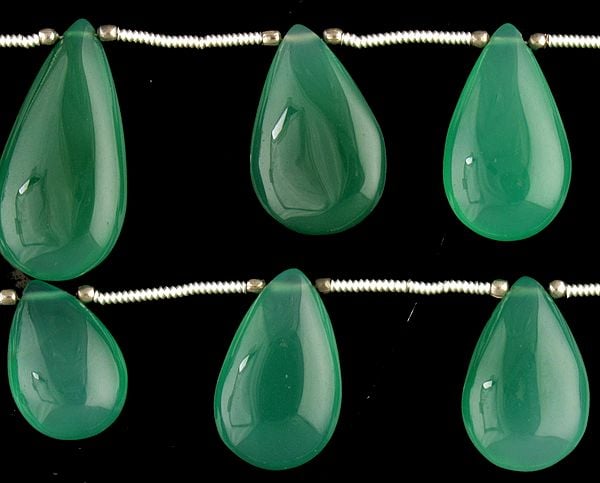 exotic india Green Onyx Plain Briolette 