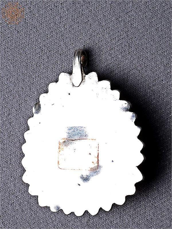 Exotic India Green Onyx Silver Pendant From Nepal 