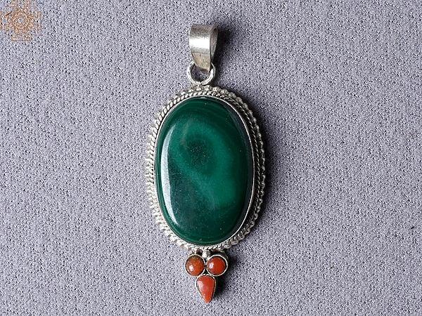 exotic india Green Onyx Silver Pendant from Nepal