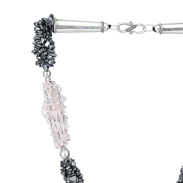 Exotic India Gun Metal And Moonstone Necklace