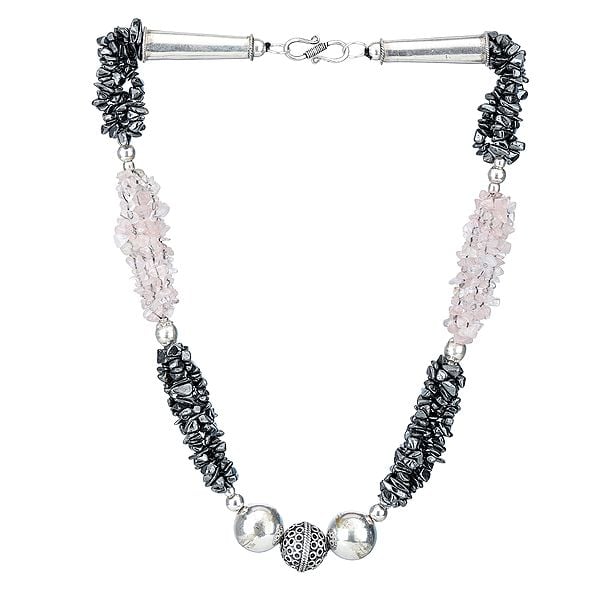 exotic india Gun Metal and Moonstone Necklace 