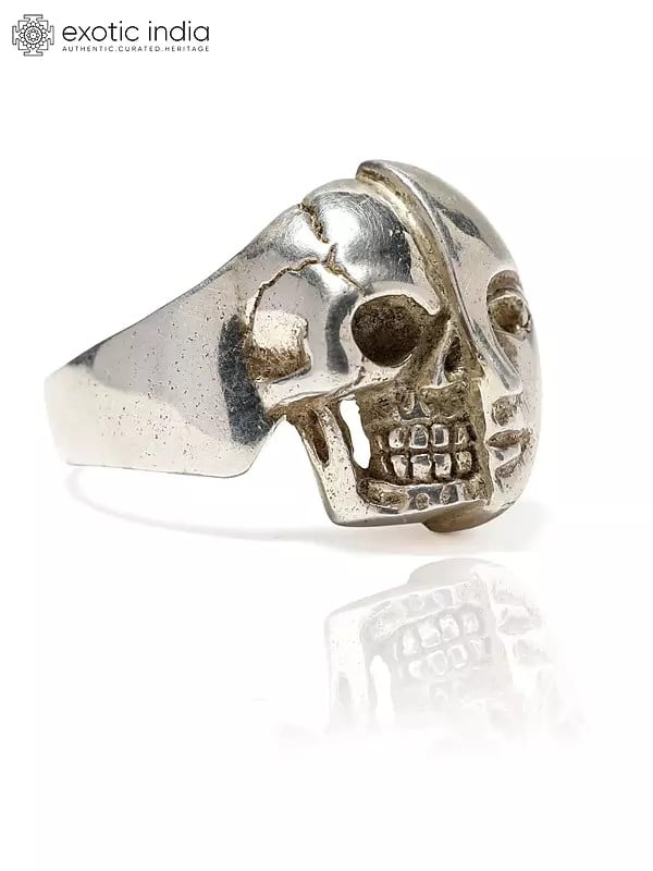 Exotic India Half Skull Half Face Ring 