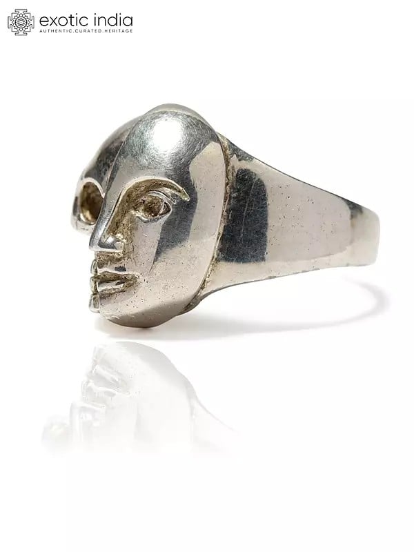 Exotic India Half Skull Half Face Ring 