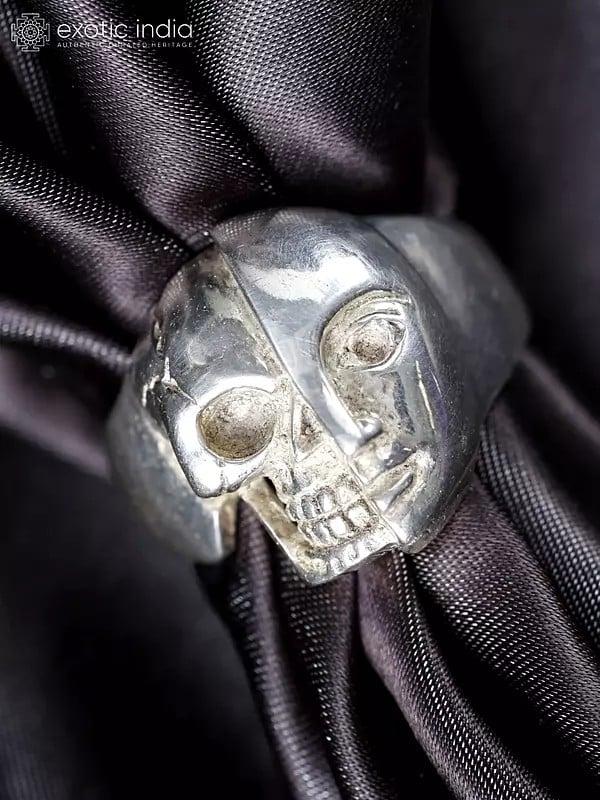 Exotic India Half Skull Half Face Ring 