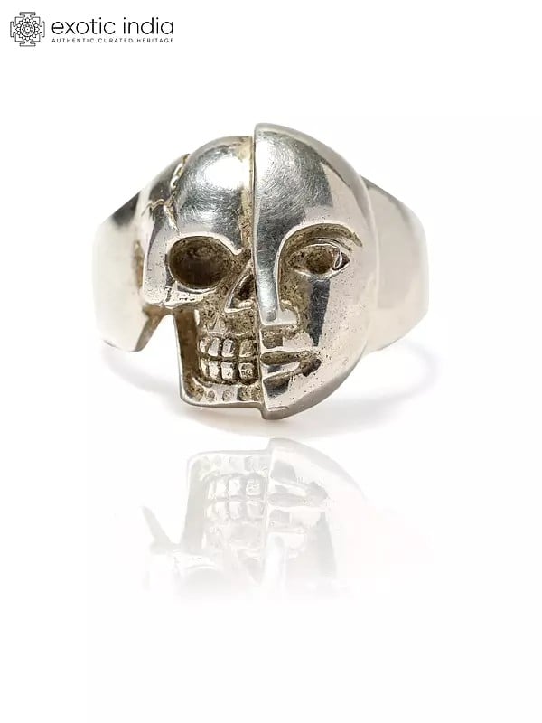 exotic india Half Skull Half Face Ring 
