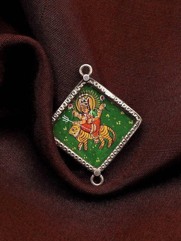 Exotic India Hand-Painted Goddess Durga Pendant