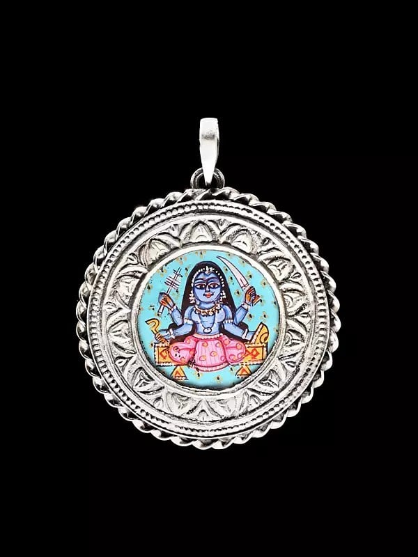 Exotic India Hand Painted Goddess Kali Pendant 