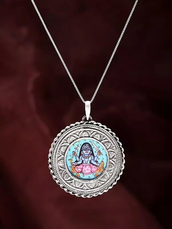 Exotic India Hand Painted Goddess Kali Pendant 