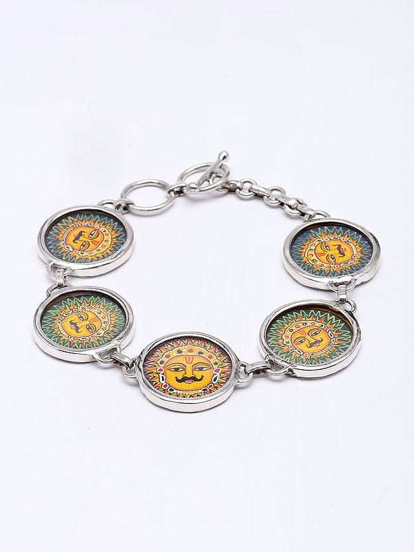 exotic india Hand-Painted Lord Surya Bracelet 