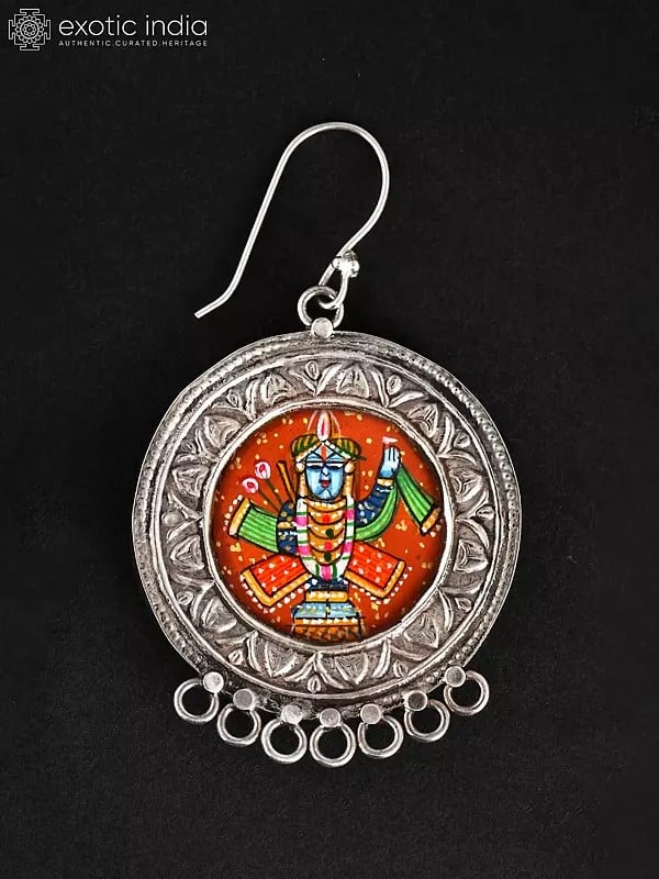 Exotic India Hand-Painted Shrinathji Hook Earrings