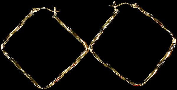 exotic india Handcrafted Twisted Rhombus Earrings 