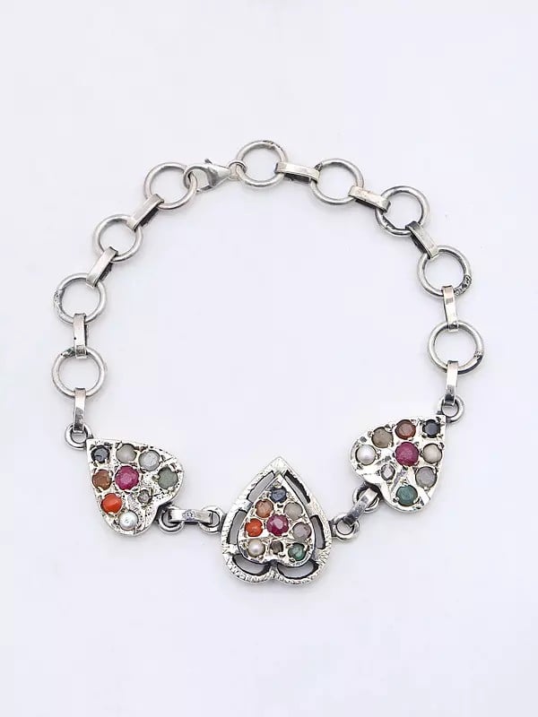 Exotic India Heart Shape Navaratna Bracelet 