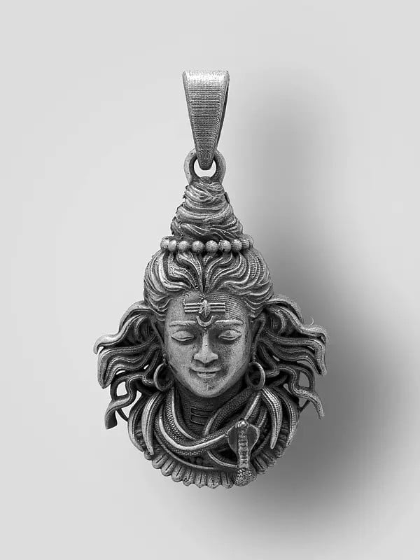 exotic india Hindu Deity Lord Shiva Face Pendant 