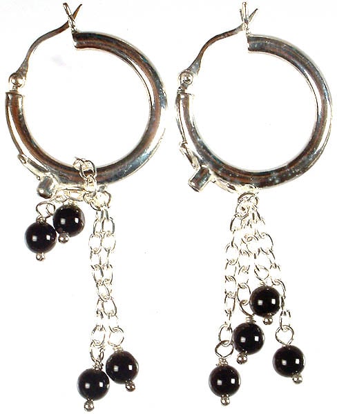 exotic india Hoop Chandeliers with Black Drops 